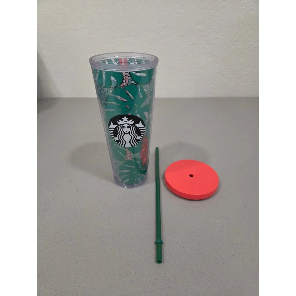 Starbucks Monstera‎ Leaf Cold Cup Tumbler 24oz Tropical  Botanical